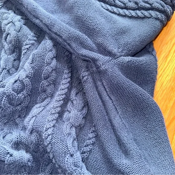 L.L.Bean Women’s XL Navy Blue Double L Cable Knit Sweater 100% Cotton Fisherman - Picture 10 of 14